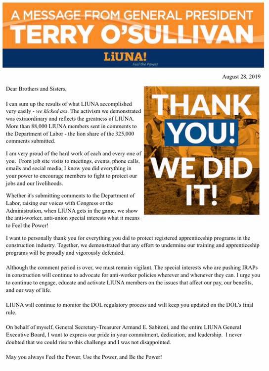 LIUNA Union support for apprenticeships